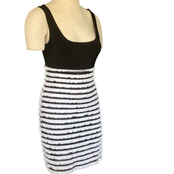 Tank Dress w/ Ruffle Detailing & Sheer Overlay Sz S Venus #129N - Picture 2 of 6